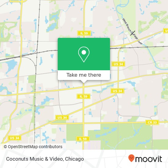 Mapa de Coconuts Music & Video, 436 S State Route 59 Naperville, IL 60540
