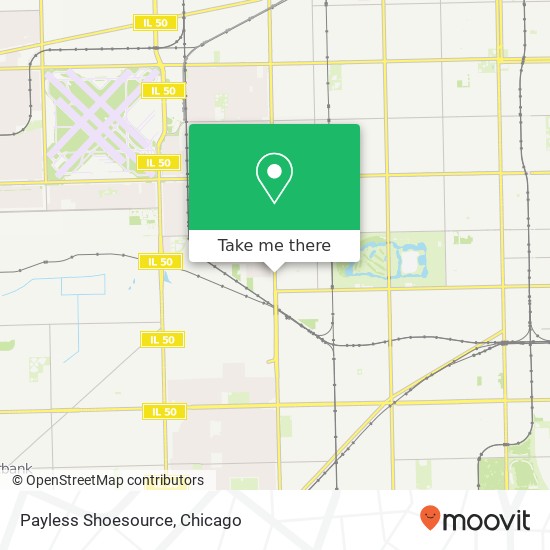 Mapa de Payless Shoesource, 6950 S Pulaski Rd Chicago, IL 60629