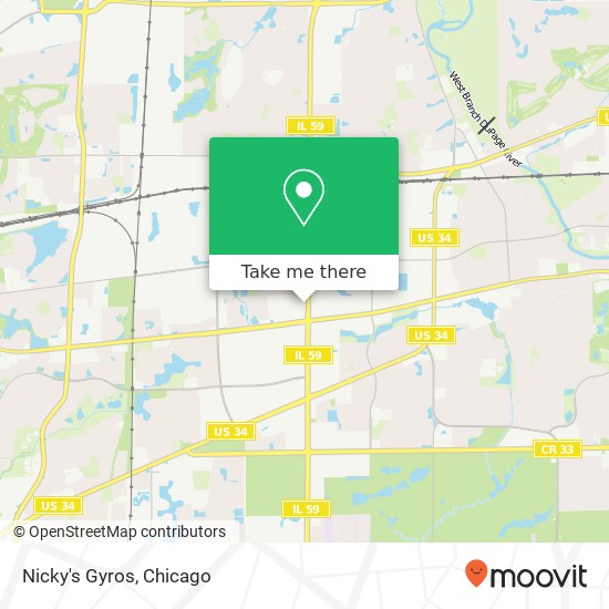 Mapa de Nicky's Gyros, 4408 E New York St Aurora, IL 60504