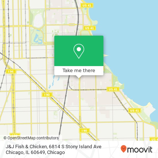 Mapa de J&J Fish & Chicken, 6814 S Stony Island Ave Chicago, IL 60649