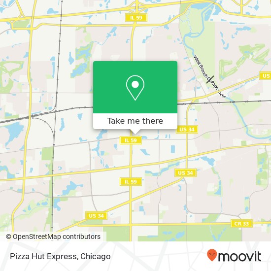 Mapa de Pizza Hut Express, 1951 W Jefferson Ave Naperville, IL 60540