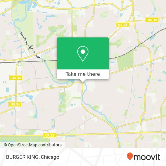 Mapa de BURGER KING, 506 S Washington St Naperville, IL 60540
