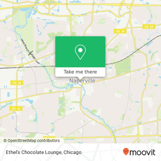 Mapa de Ethel's Chocolate Lounge, 28 W Jefferson Ave Naperville, IL 60540