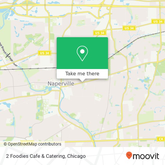 Mapa de 2 Foodies Cafe & Catering, 821 E Chicago Ave Naperville, IL 60540