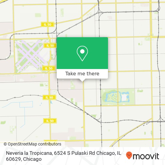 Mapa de Neveria la Tropicana, 6524 S Pulaski Rd Chicago, IL 60629