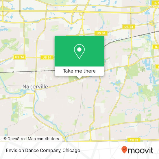 Mapa de Envision Dance Company, 1266 E Chicago Ave Naperville, IL 60540