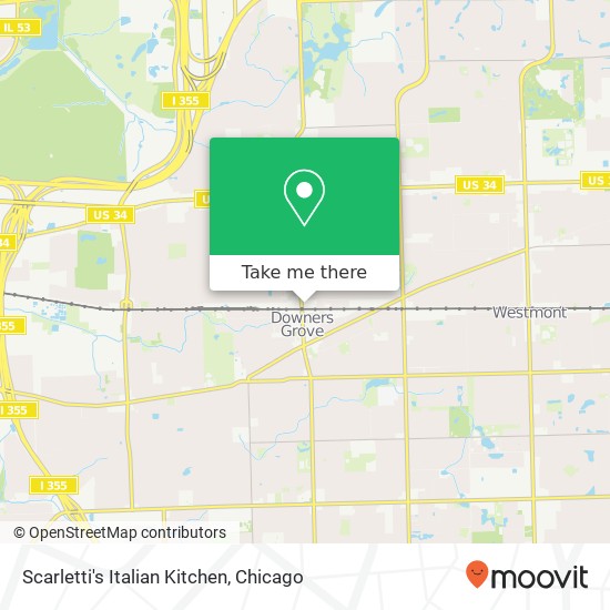 Mapa de Scarletti's Italian Kitchen, 994 Warren Ave Downers Grove, IL 60515