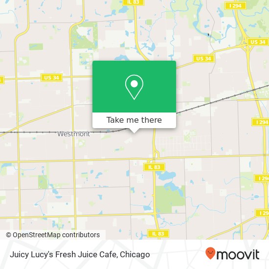 Mapa de Juicy Lucy's Fresh Juice Cafe, 102 S Prospect Ave Clarendon Hills, IL 60514