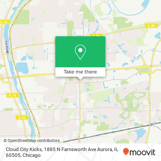 Mapa de Cloud City Kicks, 1885 N Farnsworth Ave Aurora, IL 60505