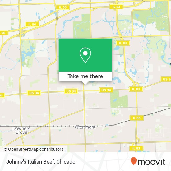 Mapa de Johnny's Italian Beef, 657 N Cass Ave Westmont, IL 60559