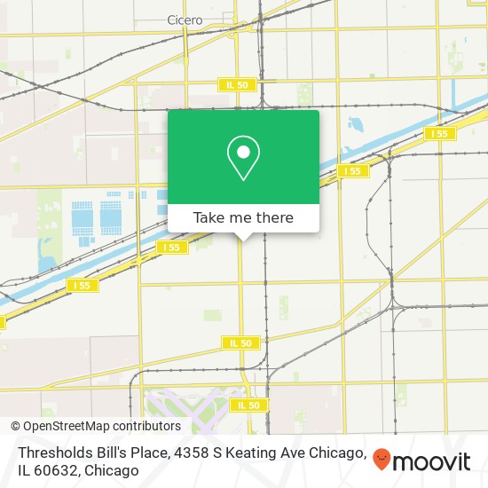 Mapa de Thresholds Bill's Place, 4358 S Keating Ave Chicago, IL 60632