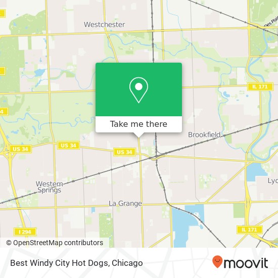 Mapa de Best Windy City Hot Dogs, 403 N La Grange Rd La Grange Park, IL 60526