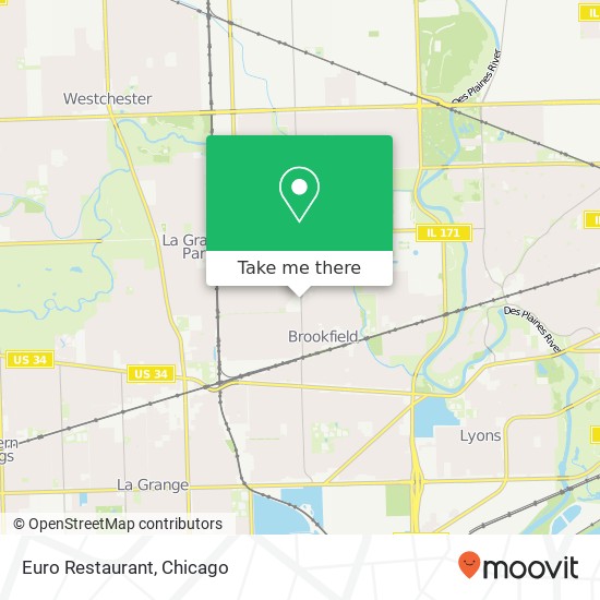 Mapa de Euro Restaurant, 9201 Broadway Ave Brookfield, IL 60513