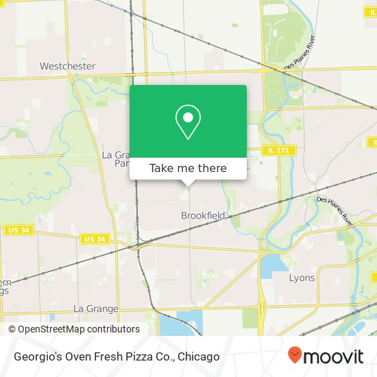 Mapa de Georgio's Oven Fresh Pizza Co., 3453 Grand Blvd Brookfield, IL 60513