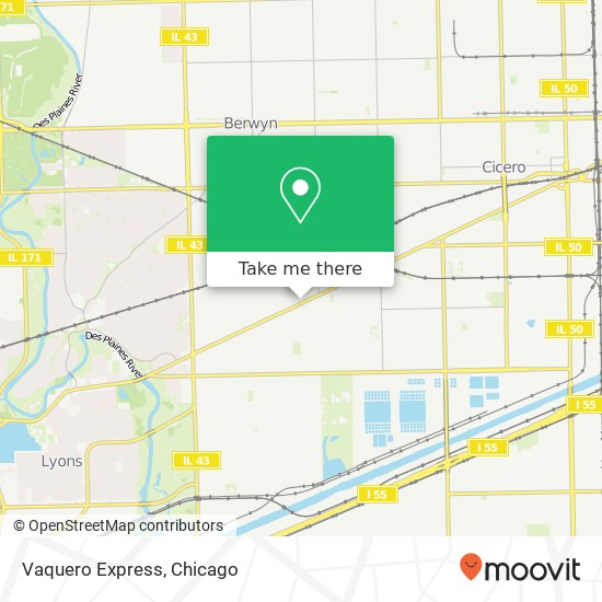 Mapa de Vaquero Express, 6505 Ogden Ave Berwyn, IL 60402