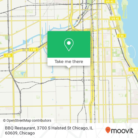 Mapa de BBQ Restaurant, 3700 S Halsted St Chicago, IL 60609