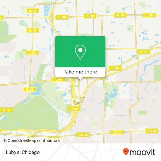 Mapa de Luby's, 1500 Branding Ave Downers Grove, IL 60515