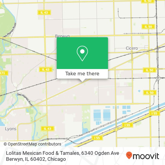 Mapa de Lolitas Mexican Food & Tamales, 6340 Ogden Ave Berwyn, IL 60402