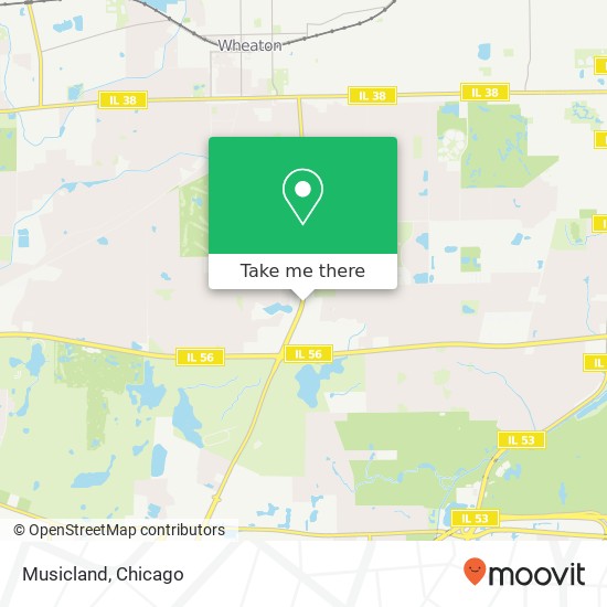 Mapa de Musicland, 1 Town Sq Wheaton, IL 60189