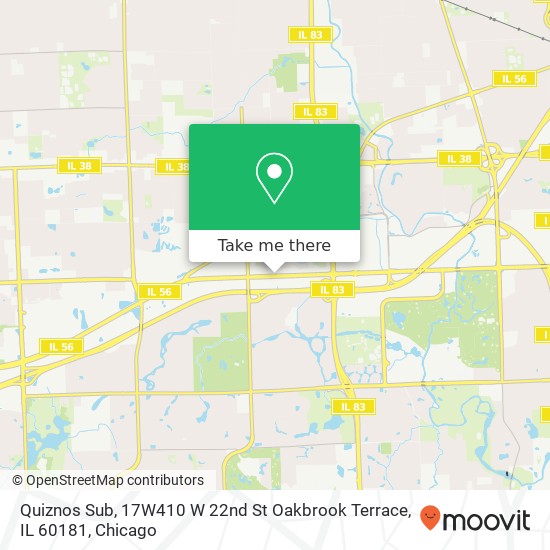 Mapa de Quiznos Sub, 17W410 W 22nd St Oakbrook Terrace, IL 60181