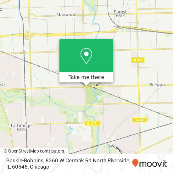 Mapa de Baskin-Robbins, 8360 W Cermak Rd North Riverside, IL 60546