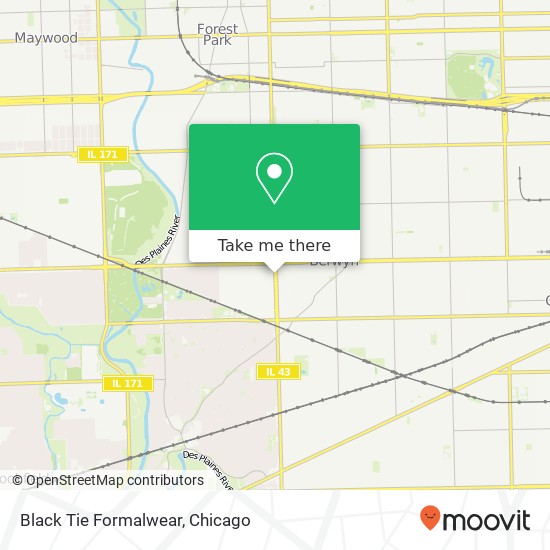 Mapa de Black Tie Formalwear, 2308 Harlem Ave North Riverside, IL 60546