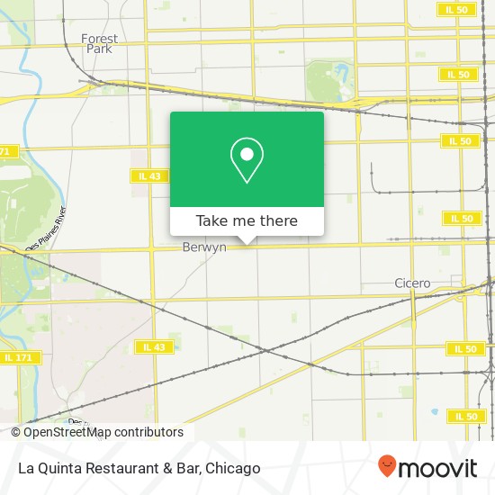 Mapa de La Quinta Restaurant & Bar, 6431 Cermak Rd Berwyn, IL 60402