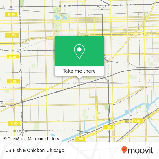 Mapa de JB Fish & Chicken, 1877 S Kedzie Ave Chicago, IL 60623