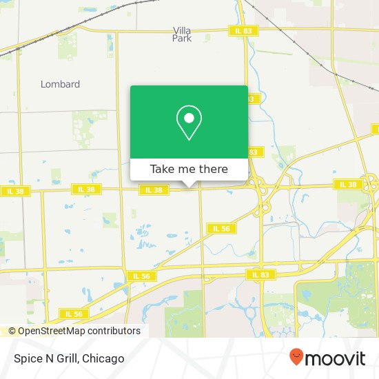 Mapa de Spice N Grill, 100 E Roosevelt Rd Villa Park, IL 60181