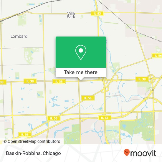 Mapa de Baskin-Robbins, 17W521 Roosevelt Rd Oakbrook Terrace, IL 60181