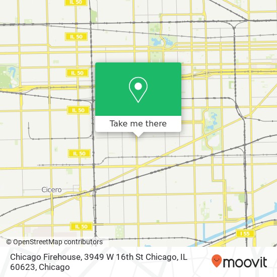 Mapa de Chicago Firehouse, 3949 W 16th St Chicago, IL 60623