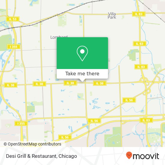 Mapa de Desi Grill & Restaurant, 912 E Roosevelt Rd Lombard, IL 60148