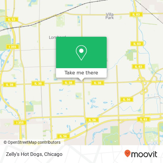 Mapa de Zelly's Hot Dogs, 920 E Roosevelt Rd Lombard, IL 60148