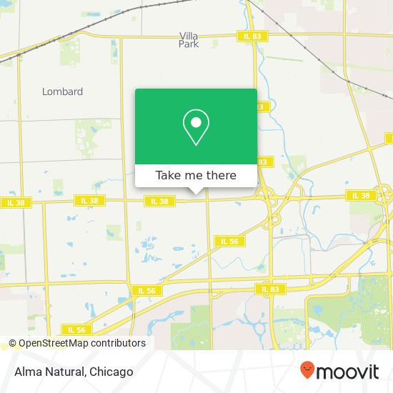 Mapa de Alma Natural, 100 E Roosevelt Rd Villa Park, IL 60181