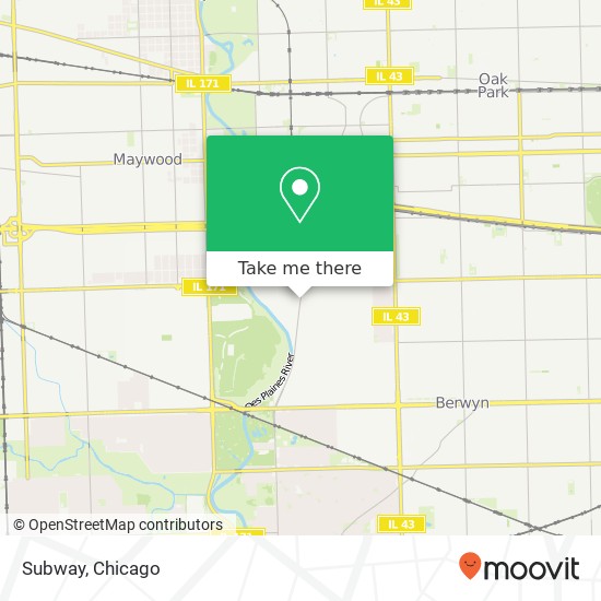 Mapa de Subway, 1300 Des Plaines Ave Forest Park, IL 60130