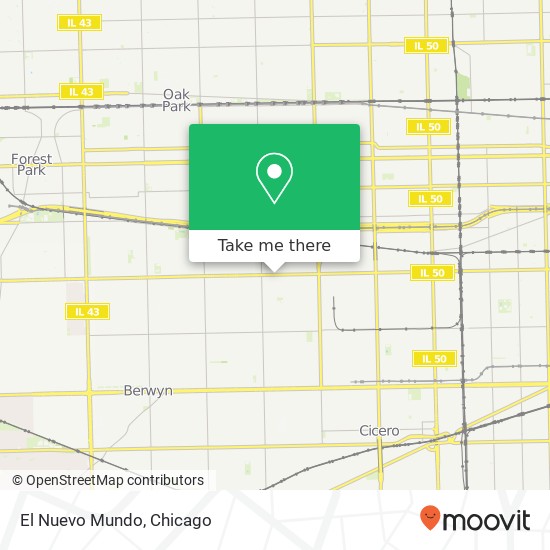 Mapa de El Nuevo Mundo, 5901 W Roosevelt Rd Cicero, IL 60804