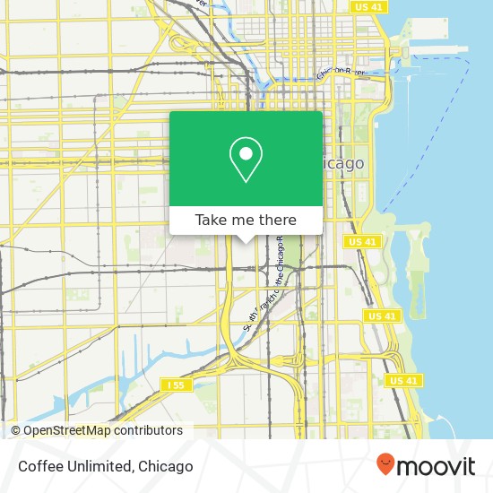 Mapa de Coffee Unlimited, 1408 S Clinton St Chicago, IL 60607