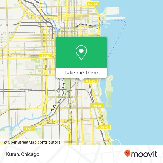 Mapa de Kurah, 1355 S Michigan Ave Chicago, IL 60605