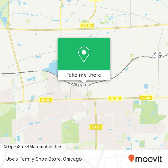 Mapa de Joe's Family Shoe Store, 104 N Hale St Wheaton, IL 60187