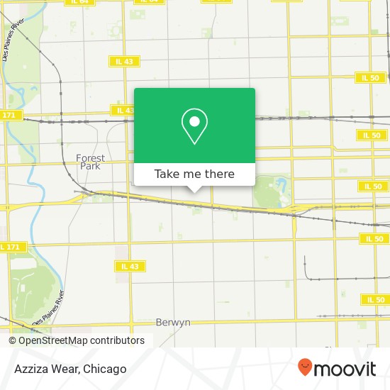 Mapa de Azziza Wear, 817 S Scoville Ave Oak Park, IL 60304