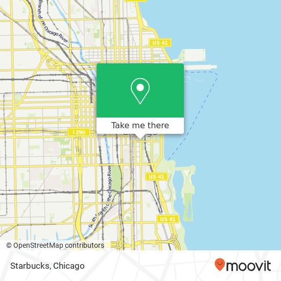 Mapa de Starbucks, 636 S Michigan Ave Chicago, IL 60605
