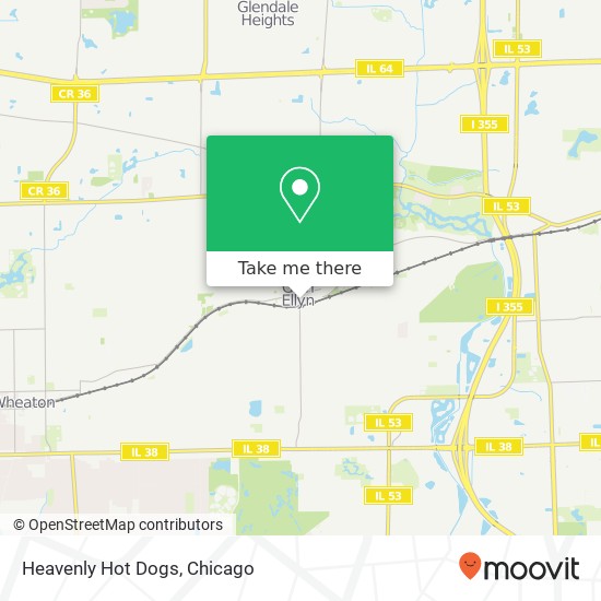 Mapa de Heavenly Hot Dogs, 473 N Main St Glen Ellyn, IL 60137