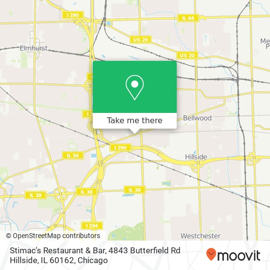Mapa de Stimac's Restaurant & Bar, 4843 Butterfield Rd Hillside, IL 60162