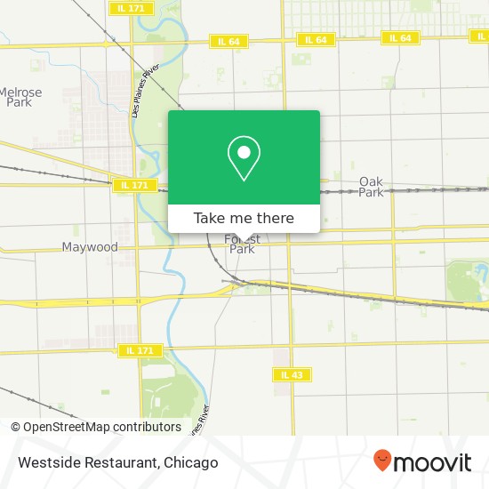Mapa de Westside Restaurant, 7525 Madison St Forest Park, IL 60130