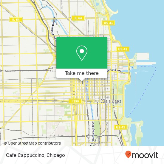 Mapa de Cafe Cappuccino, 121 N Clinton St Chicago, IL 60661