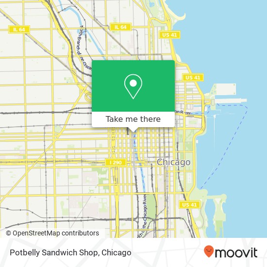 Mapa de Potbelly Sandwich Shop, 409 W Washington St Chicago, IL 60606