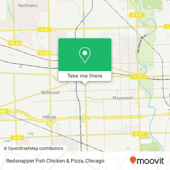 Mapa de Redsnapper Fish Chicken & Pizza, 466 25th Ave Bellwood, IL 60104