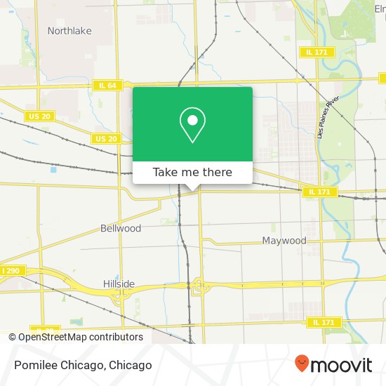 Mapa de Pomilee Chicago, 2606 St Charles Rd Bellwood, IL 60104