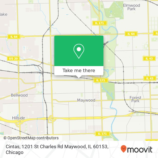 Mapa de Cintas, 1201 St Charles Rd Maywood, IL 60153