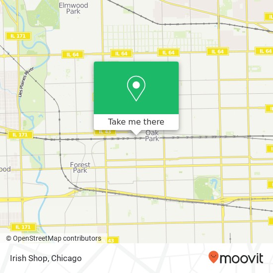 Mapa de Irish Shop, 100 N Oak Park Ave Oak Park, IL 60301